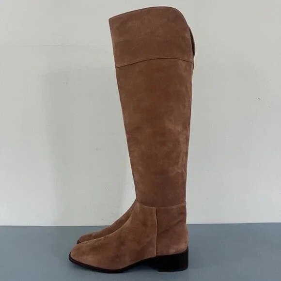 Antonio Melani Rilee Brown Suede Over The Knee Tall Dress Boots - Picture 6 of 11